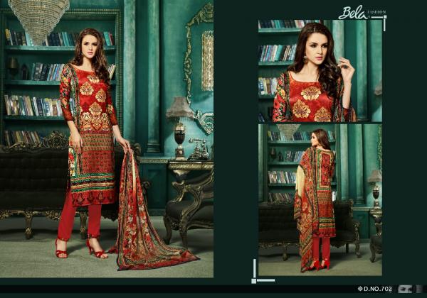 Bela Eminent Designer Printed Velvet Satin Dress Materials